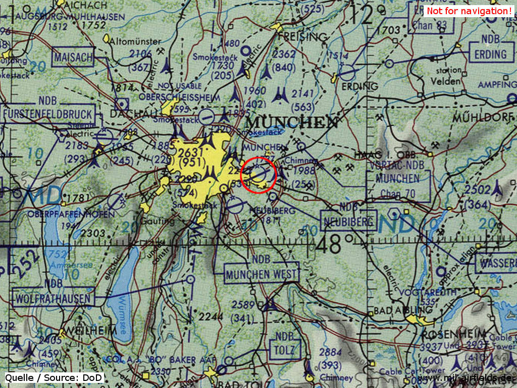 Karte der Flugplätze München 1981
