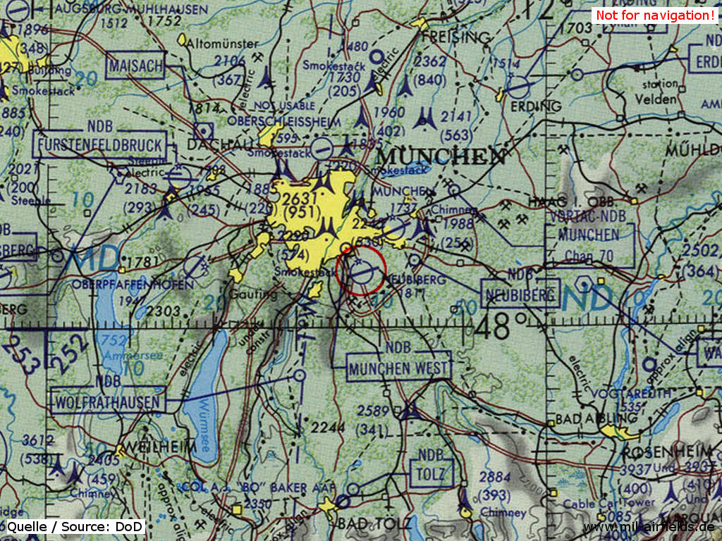 Karte der Flugplätze München 1981
