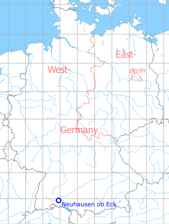 Map with location of Neuhausen ob Eck Airfield, Germany
