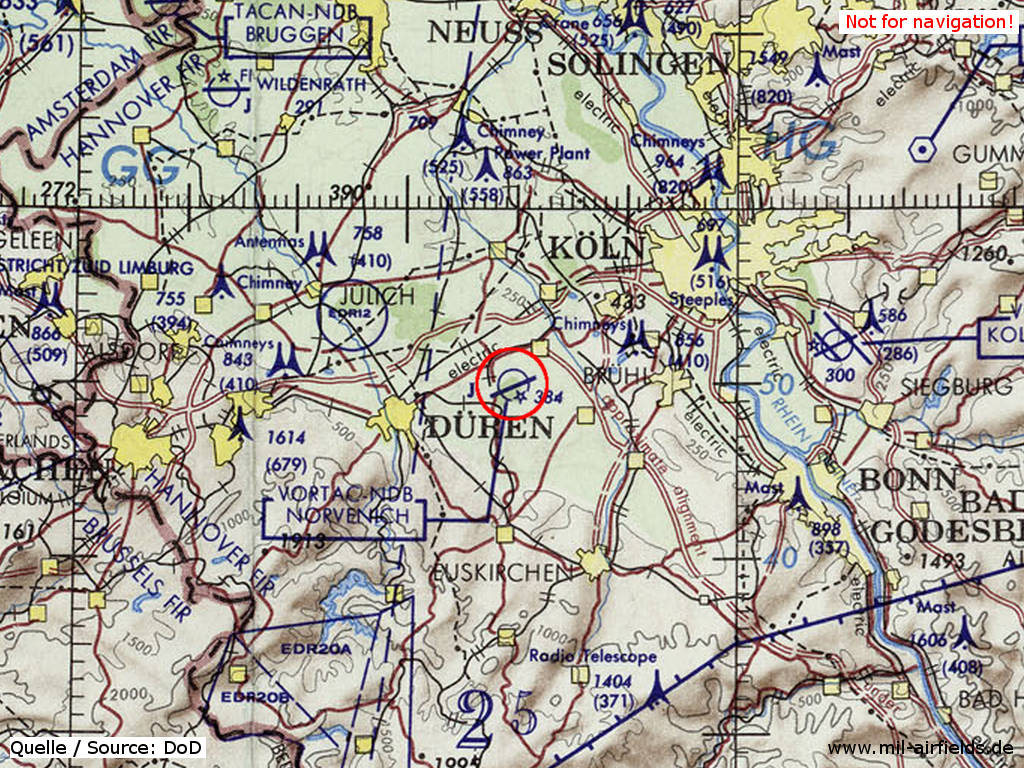 Nörvenich Air Base on a US map 1972