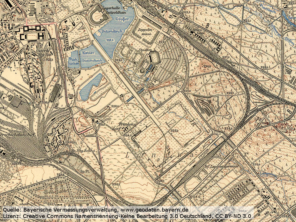 Topografische Karte Nürnberg 1953/1954
