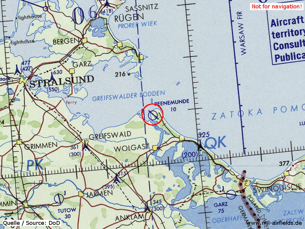 Peenemünde Air Base on a map 1972