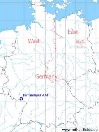 Map with location of Pirmasens US Army Airfield, Germany