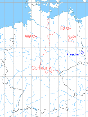 Map with location of Preschen airfield