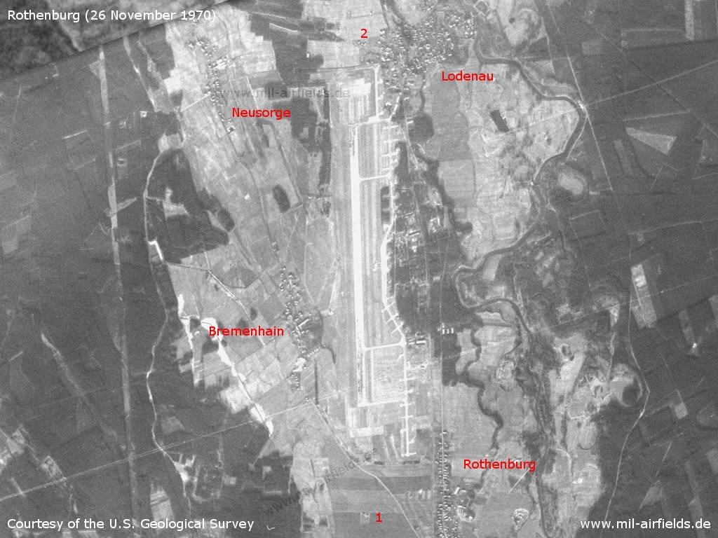 Rothenburg/Oberlausitz Air Base, Germany, on a US satellite image 1970