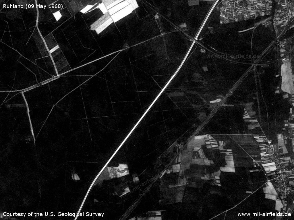 Autobahnabschnitt ABA Ruhland auf einem Satellitenbild 1968