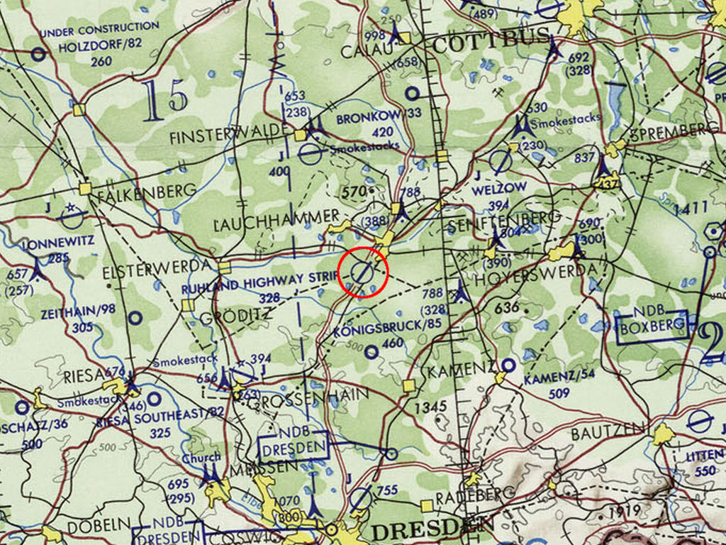 Ruhland auf einer US-Karte 1972