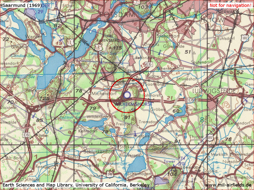Saarmund Airfield, GDR on a US map 1969