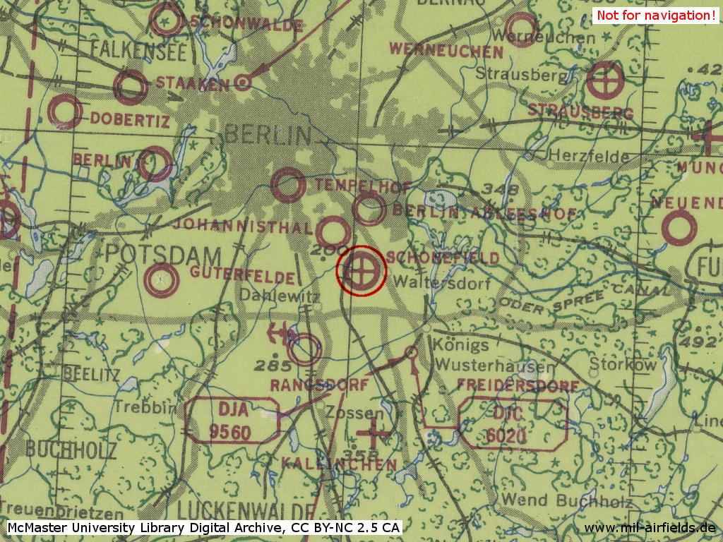 Der Flugplatz Schönefeld im Zweiten Weltkrieg auf einer US-Karte aus dem Jahr 1943