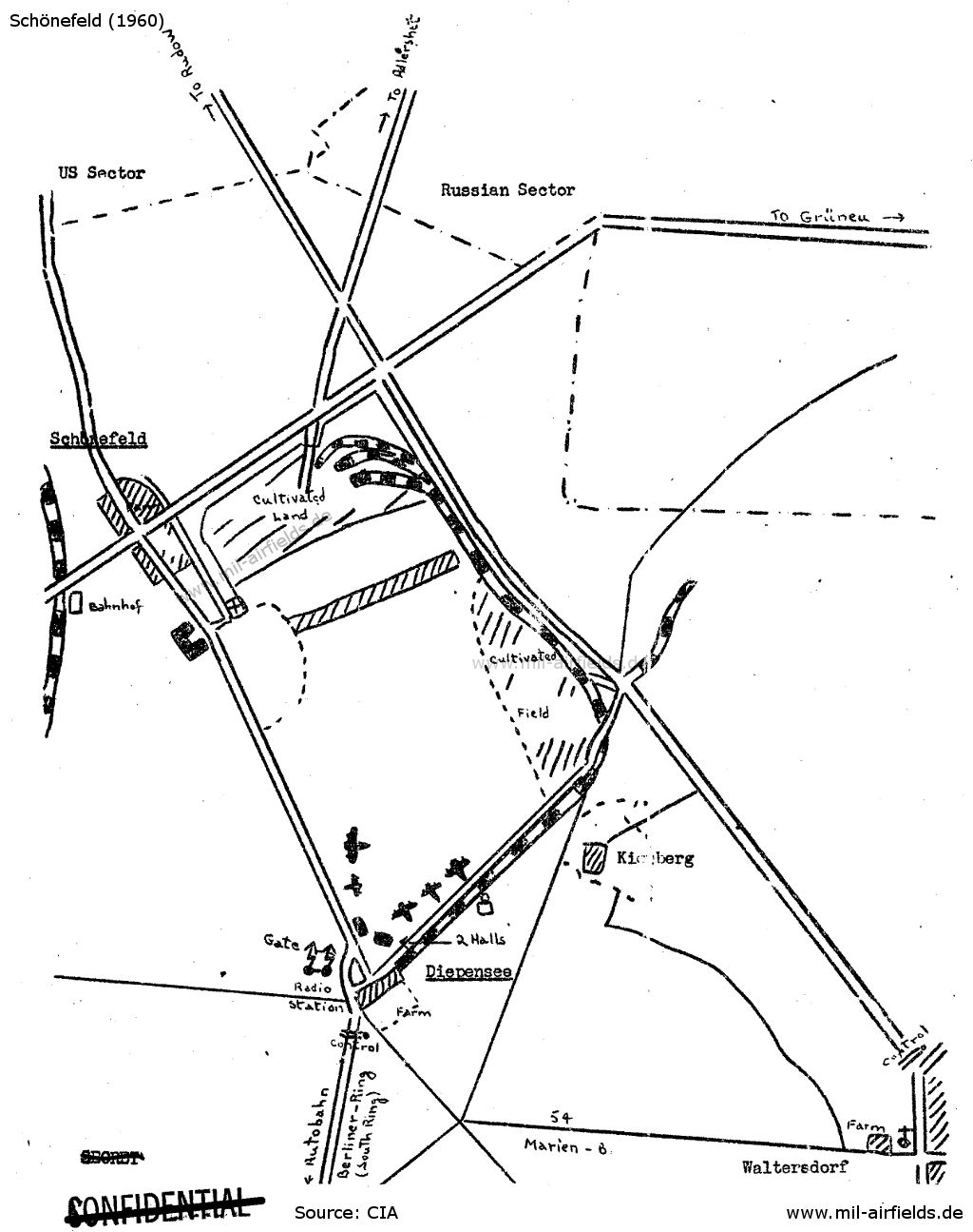 Skizze des Flugplatzes aus dem Jahr 1947