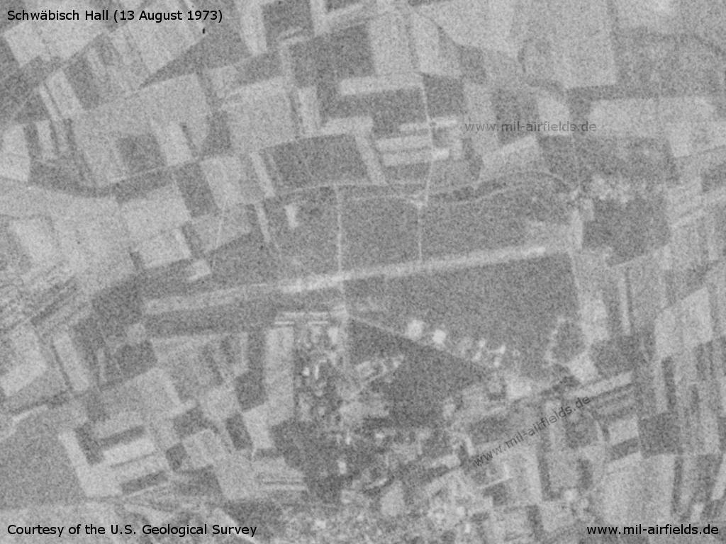 Schwäbisch Hall Hessental Army Airfield AAF, Germany, on a US satellite image 1973