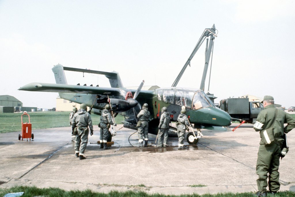 Decontamination of a OV-10 Bronco at Sembach Air Base, Germany