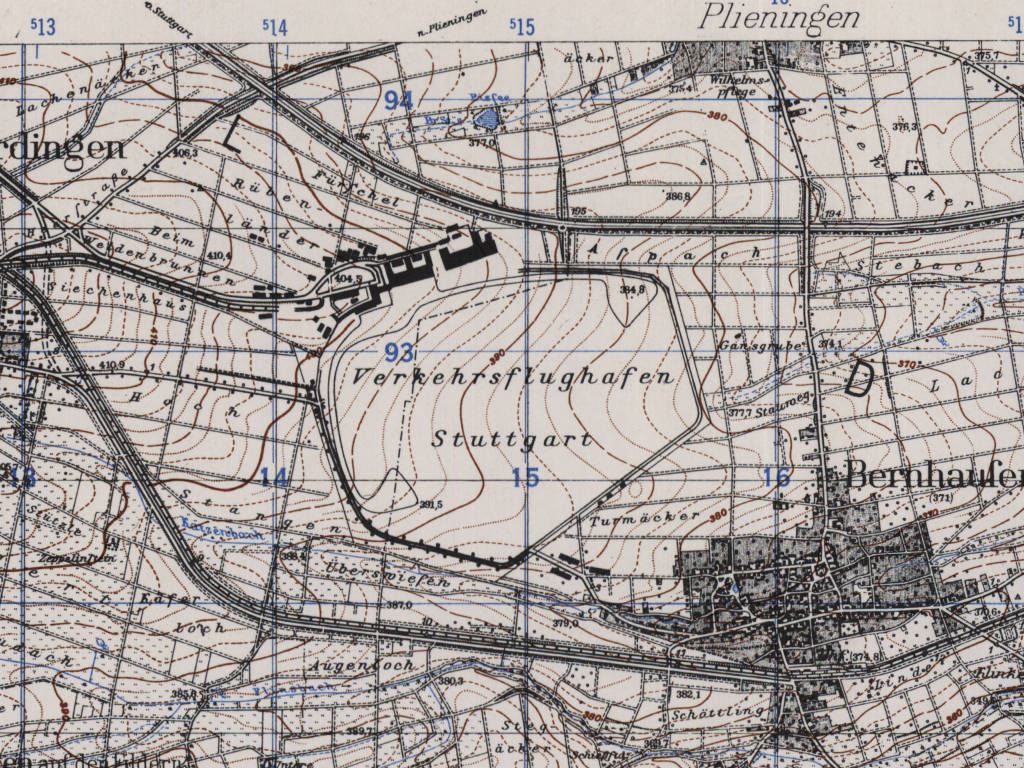 Stuttgart Airport Map 1951