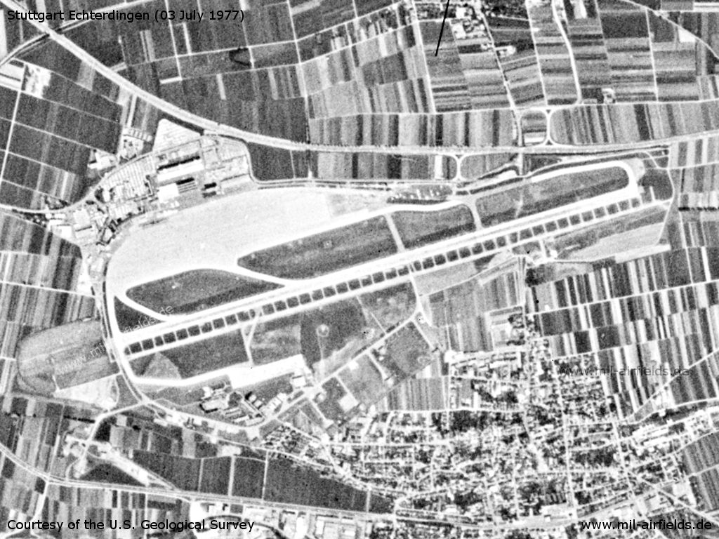 Stuttgart Airport, Army Airfield, Germany, on a US satellite image 1977