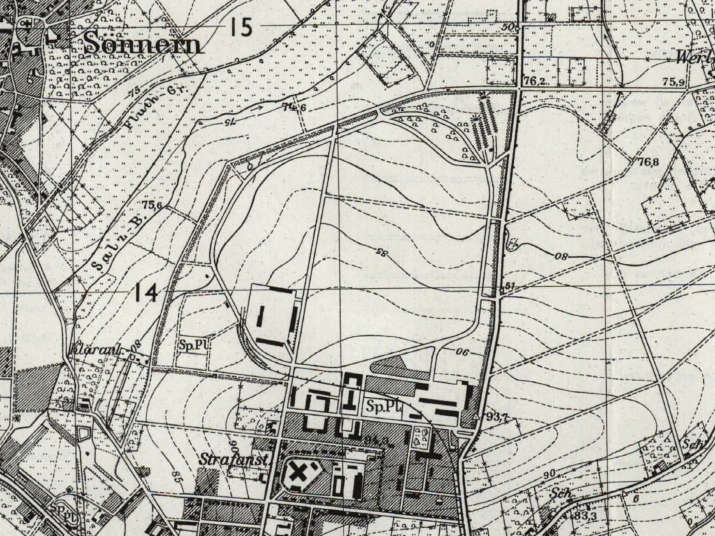 Flugplatz Werl auf einer Karte 1955