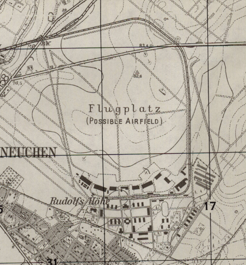 Flugplatz Werneuchen auf einer Karte 1952