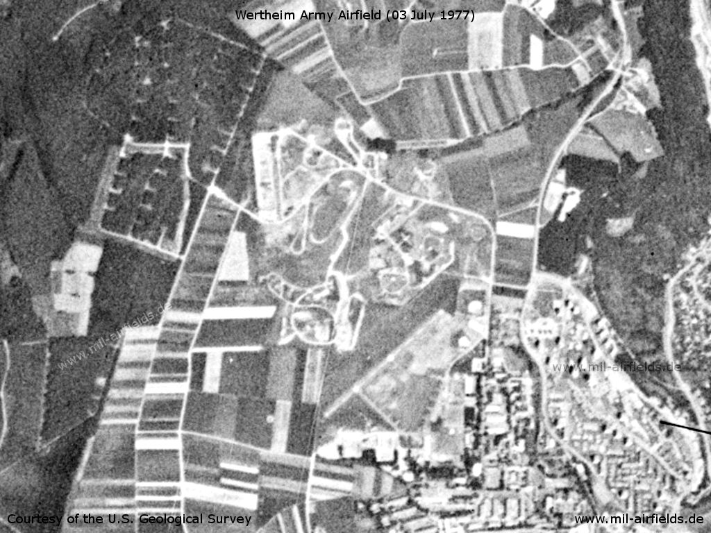 Flugplatz Wertheim Army Airfield auf einem Satellitenbild 1977