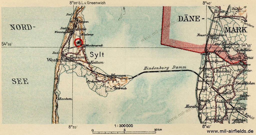 Westerland airfield on a map 1929