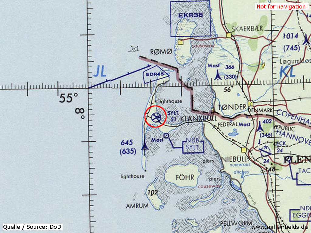 Flugplatz Sylt auf einer Karte 1972