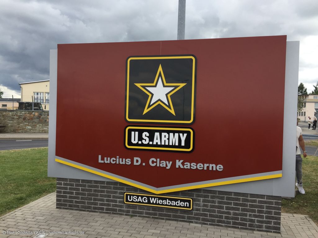 Base sign Lucius D. Clay Kaserne / USAG Wiesbaden