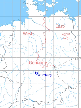 Map with location of Würzburg Emery Army Airfield, Germany