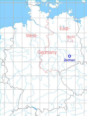 Map with location of the Soviet airfield at Zeithain, Germany