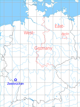 Map with location of Zweibrücken Air Base, Germany