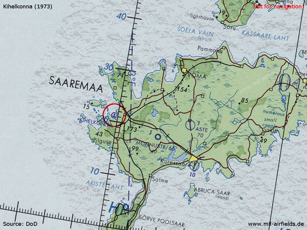 Karte mit Wasserflugplatz Kihelkonna 1973