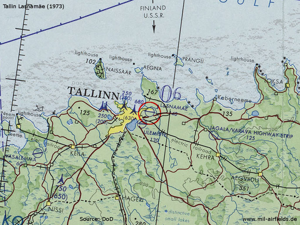 Karte mit Flugplatz Tallinn Lasnamäe, Estland, 1973
