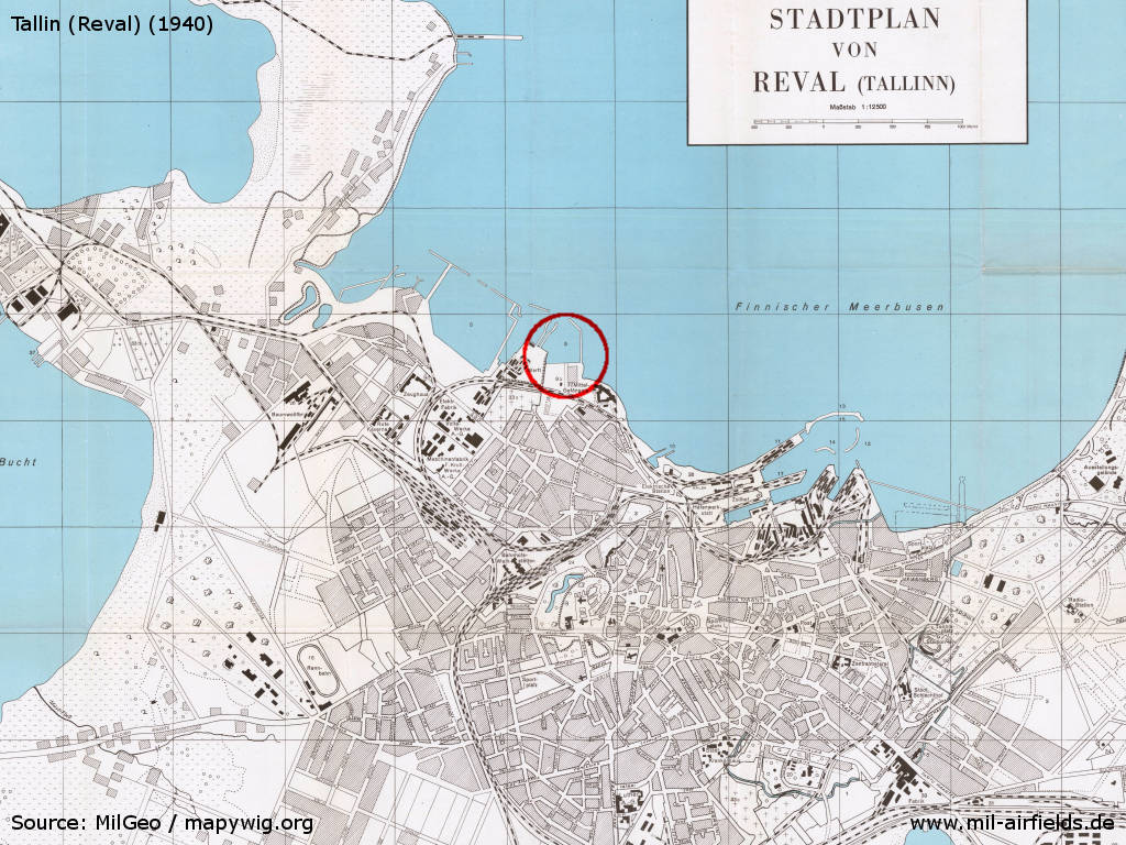 Karte mit Lage Wasserflugplatz Tallinn, Estland, 1940