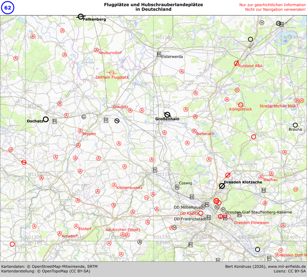 Karte der Flugplätze Dresden & Umgebung
