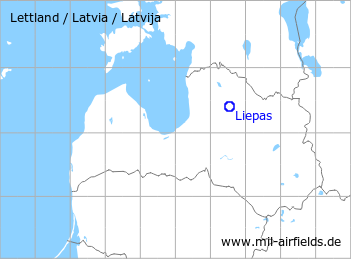 Map with location of Liepas Airfield