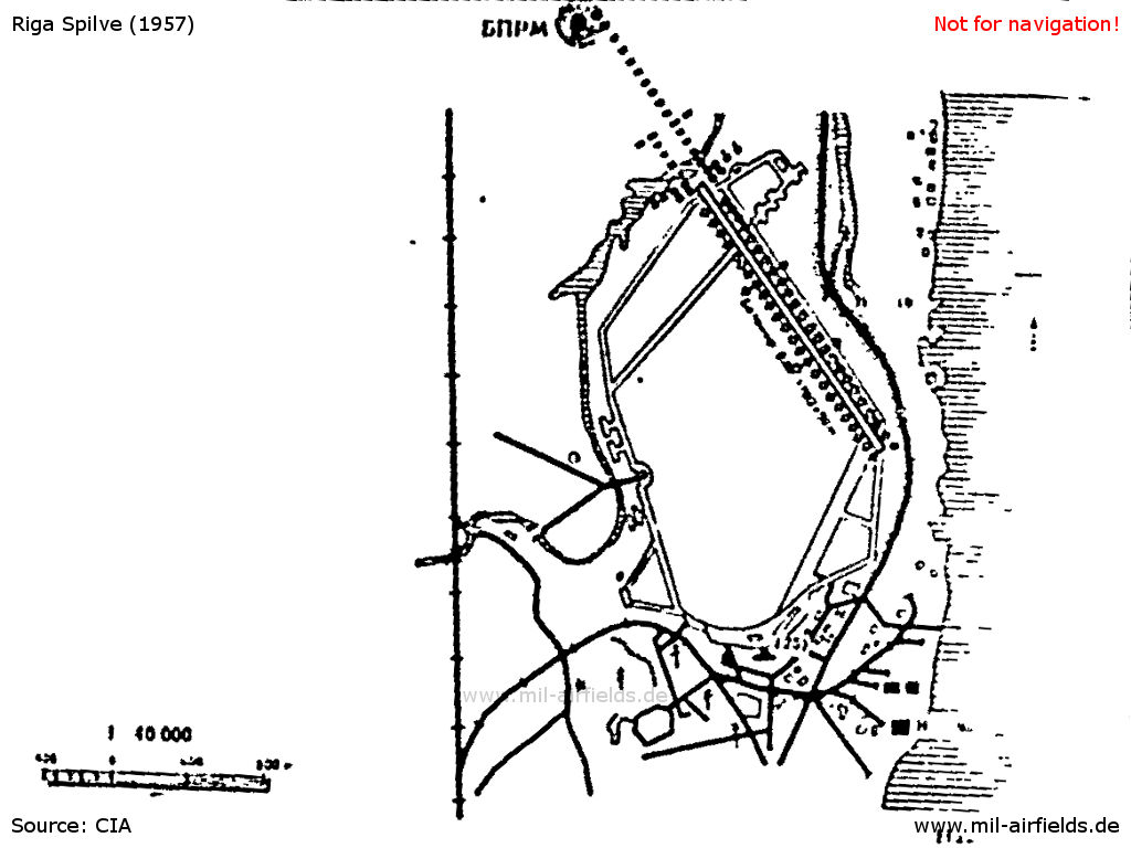 Karte vom Flughafen Riga Spilve 1957