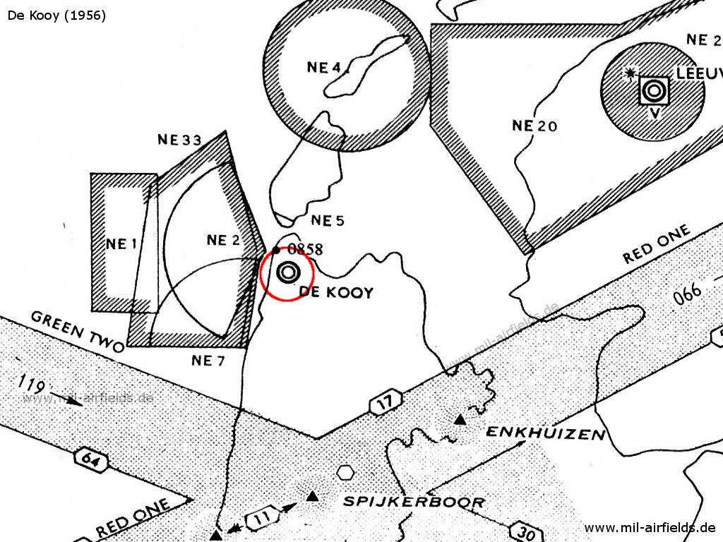 De Kooy, The Netherlands, airfield on a map from 1956