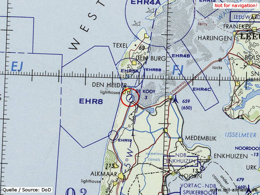 Flugplatz Den Helder De Kooy auf einer Karte 1972