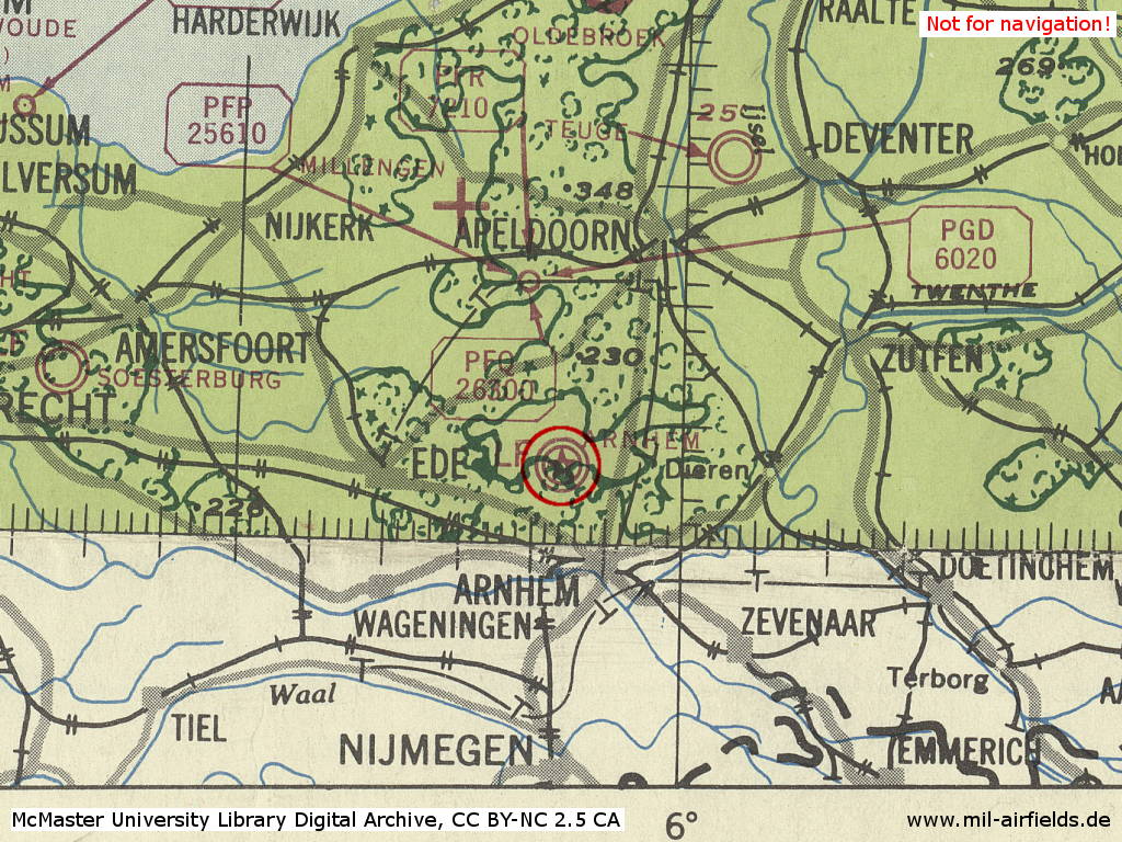 Deelen Air Base, Nehterlands, on a map 1943