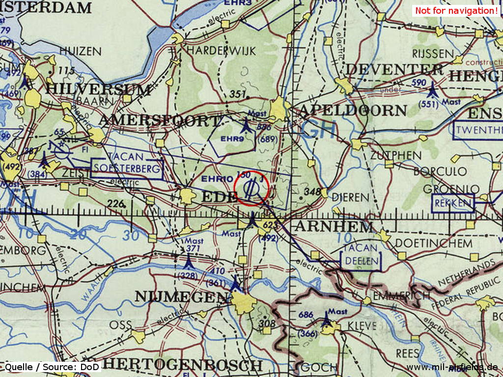 Flugplatz Deelen, Niederlande, auf einer Karte 1972