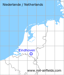 Map with location of Eindhoven Airport, Netherlands