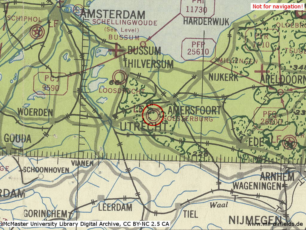 Soesterberg Air Base, Netherlands, on a map 1943