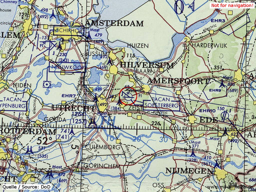 Flugplatz Soesterberg, Niederlande, auf einer Karte 1972
