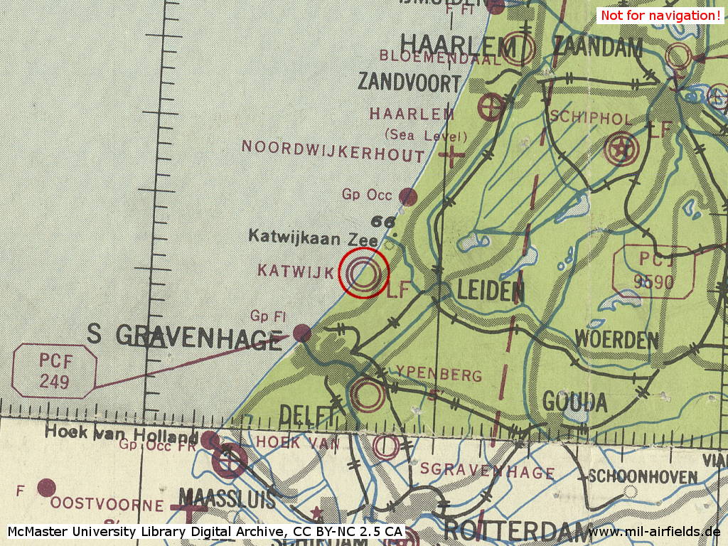 Flugplatz Valkenburg / Fliegerhorst Katwijk, Niederlande, auf einer Karte 1943
