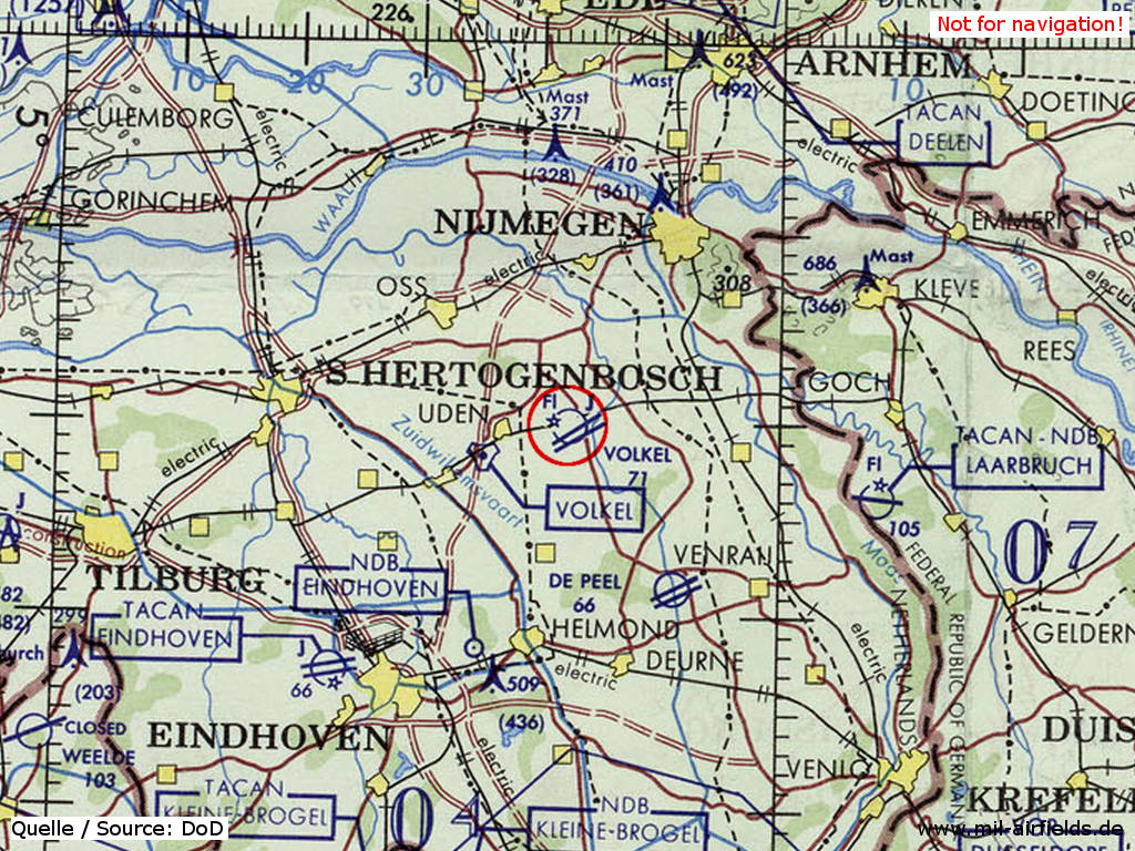 Flugplatz Volkel, Niederlande, auf einer Karte 1972
