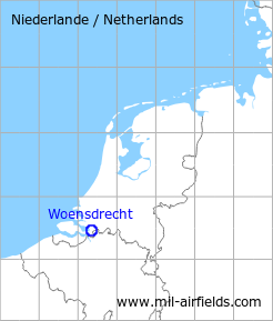 Map with location of Woensdrecht Air Base, Netherlands