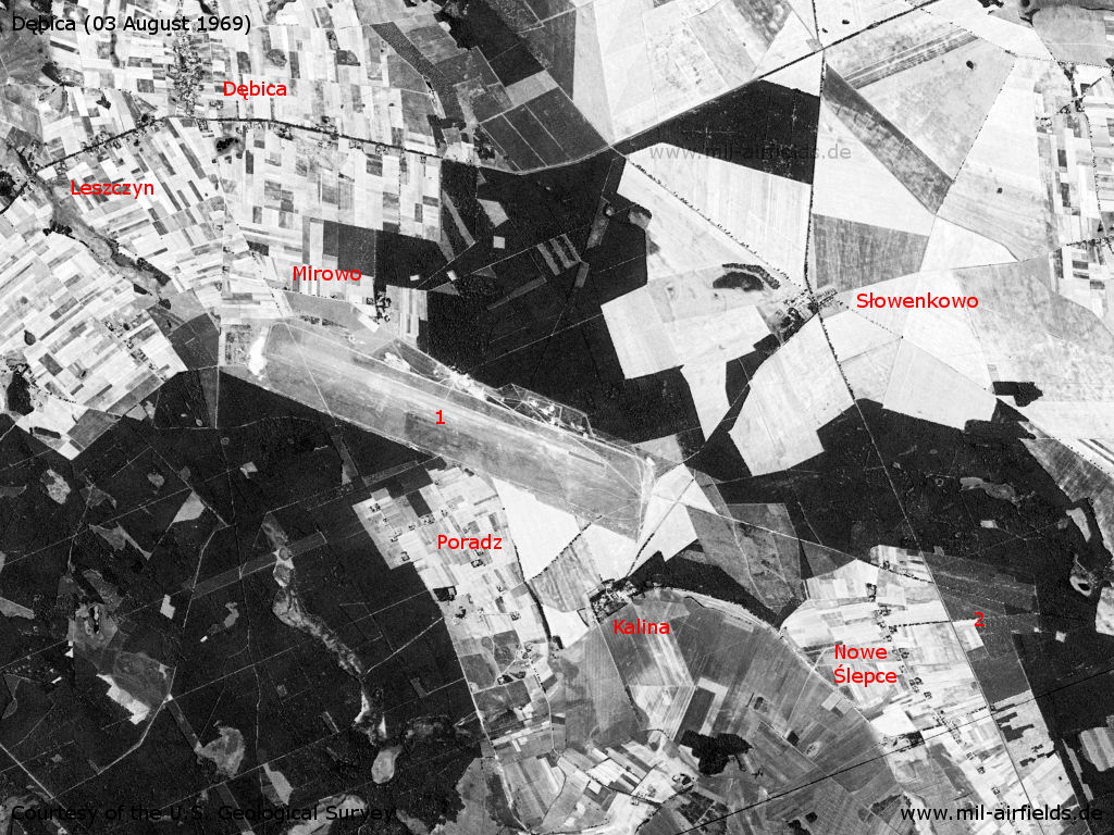 Sowjetischer Flugplatz Dębica, Polen, auf einem Satellitenbild 1969