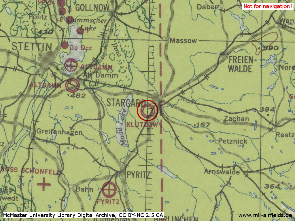 Kluczewo Air Base on a map 1943