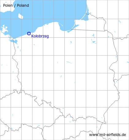 Map with location of Kołobrzeg Bagicz Air Base, Poland
