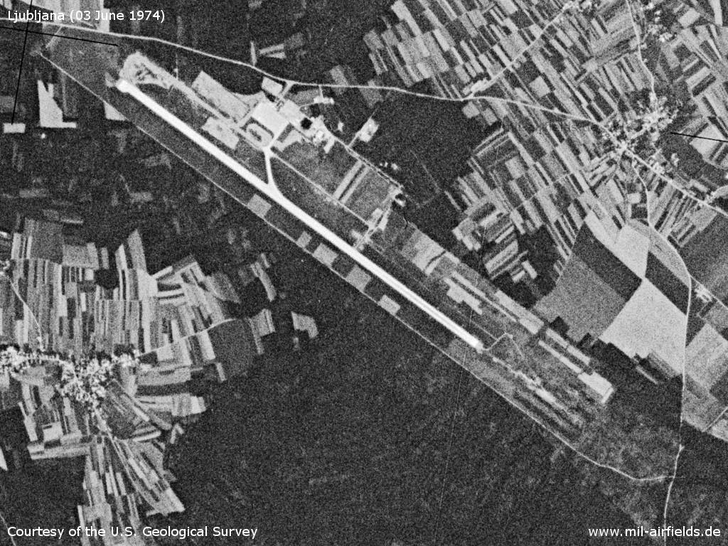 Ljubljana Airport, Yugoslavia, on a US satellite image 1974