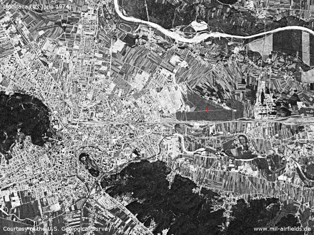 Ljubljana, Slovenia, on a US satellite image 1974