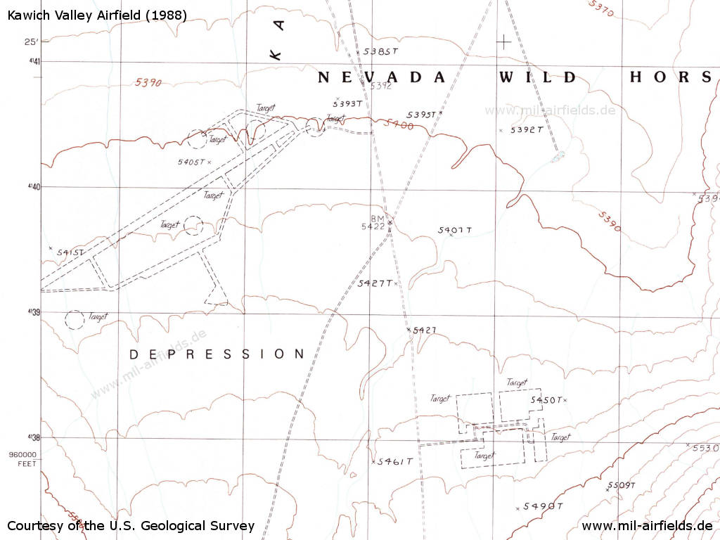 Map of Kawich Valley airfield, Nevada, 1988